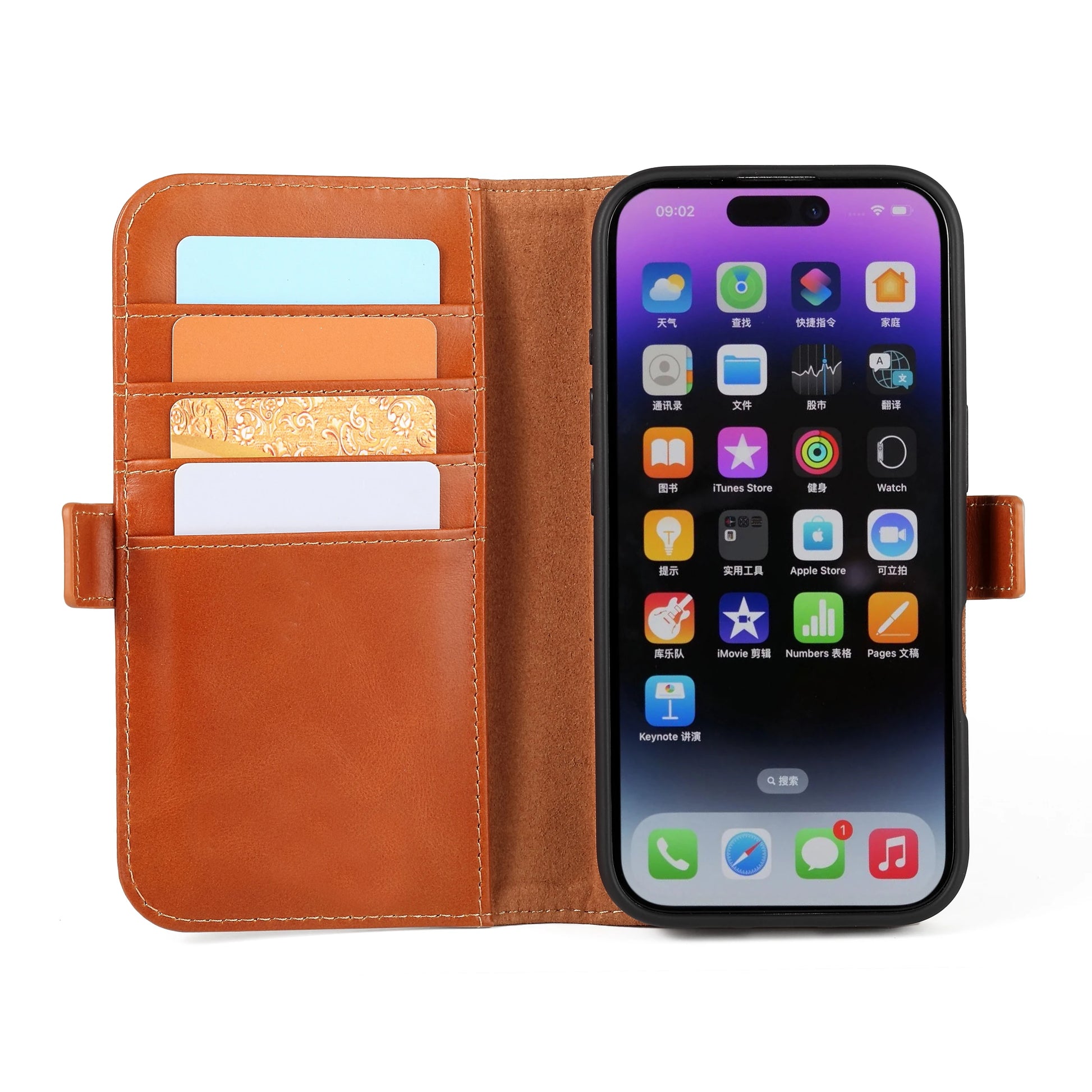 Genuine Leather Wallet Phone Case for iPhone 16 Series image 3