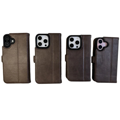 Genuine Leather Folio Wallet Phone Case for iPhone 16 Series image 6
