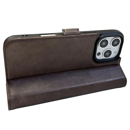 Genuine Leather Folio Wallet Phone Case for iPhone 16 Series image 4