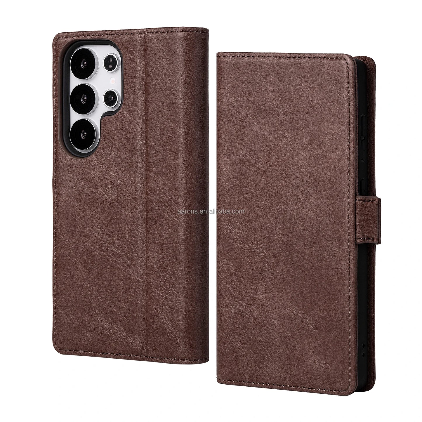 Genuine Leather Waterproof Wallet Phone Case for Samsung Galaxy S25 Series - image 1