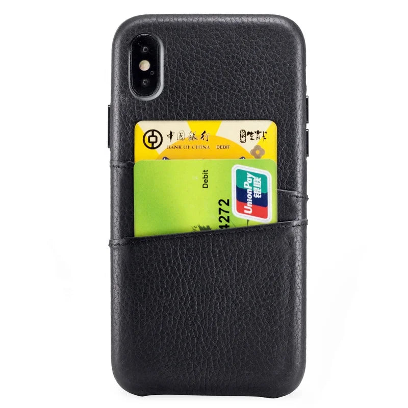 Top-Grain Leather Slim Wallet Phone Case for Customizable Device Models image 6
