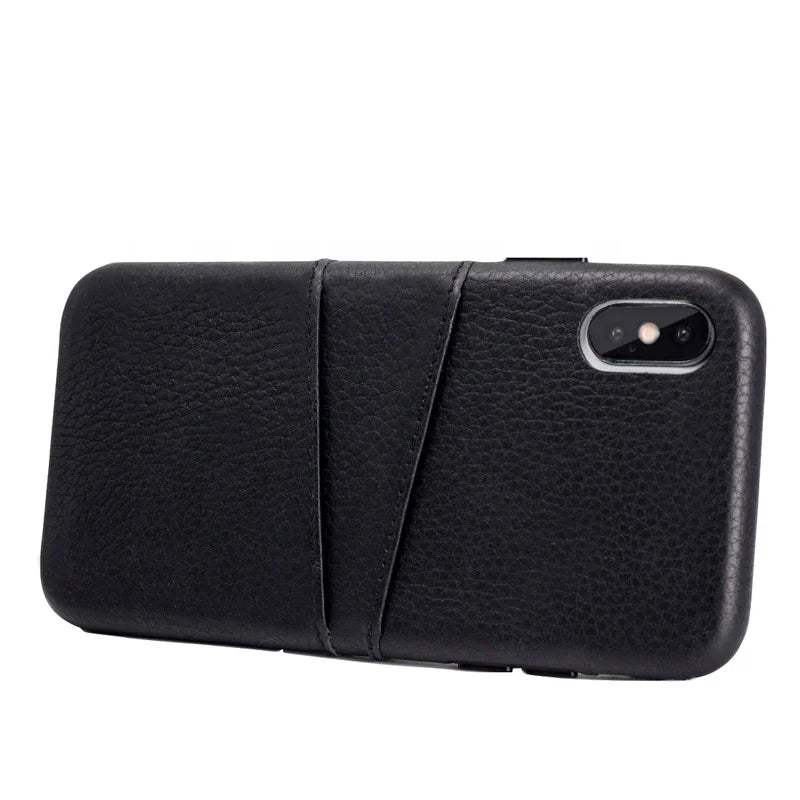 Top-Grain Leather Slim Wallet Phone Case for Customizable Device Models image 4