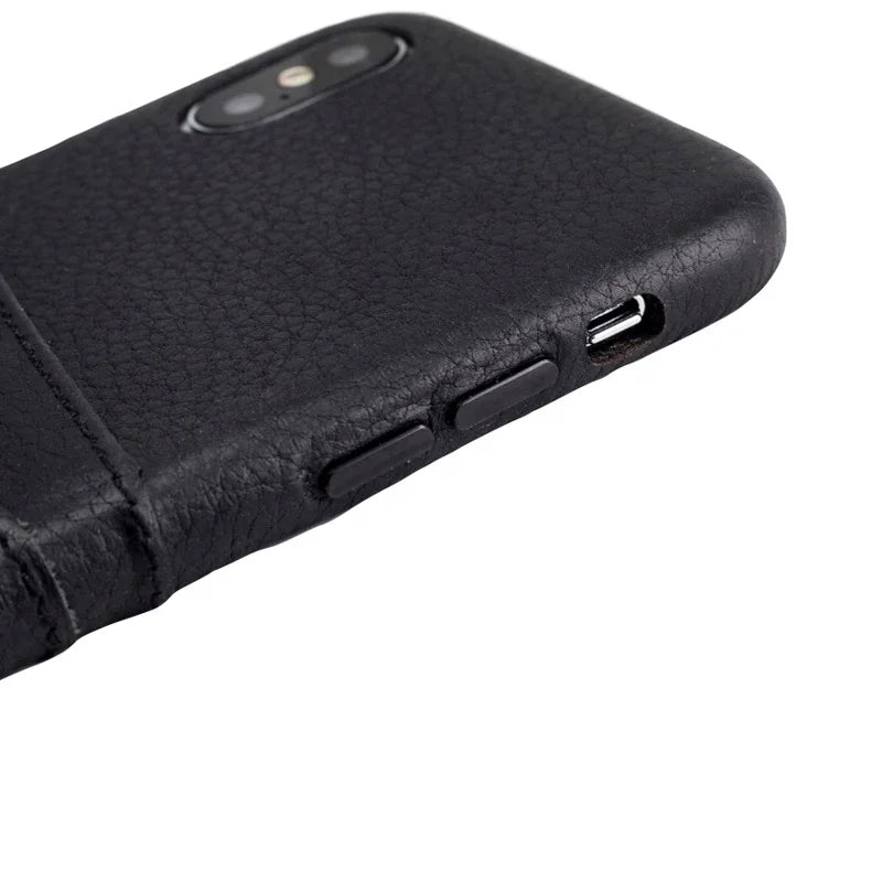 Top-Grain Leather Slim Wallet Phone Case for Customizable Device Models image 2