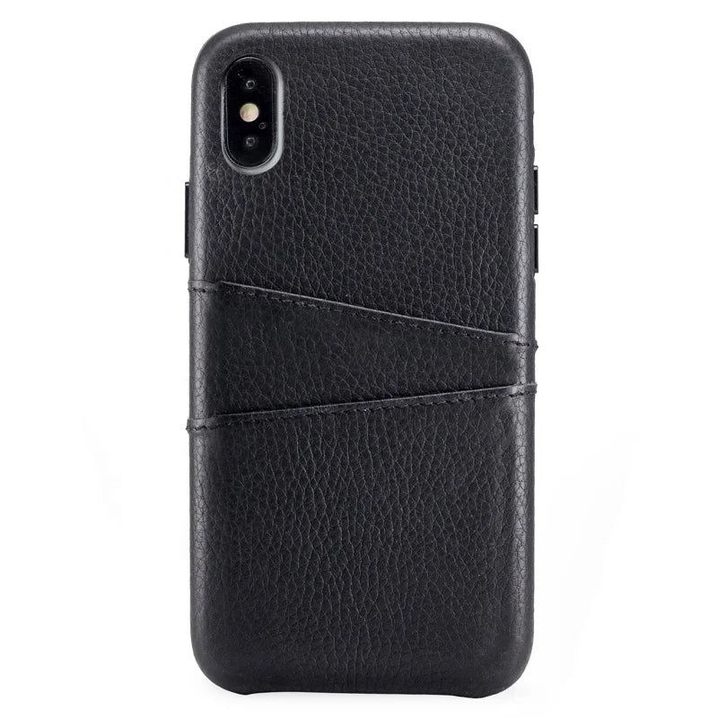 Top-Grain Leather Slim Wallet Phone Case for Customizable Device Models image 3