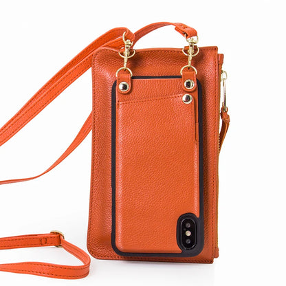 Genuine Leather Crossbody Wallet Phone Case for Customizable Device Models image 2
