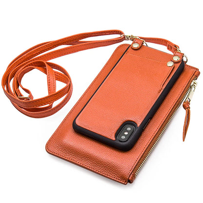 Genuine Leather Crossbody Wallet Phone Case for Customizable Device Models image 6