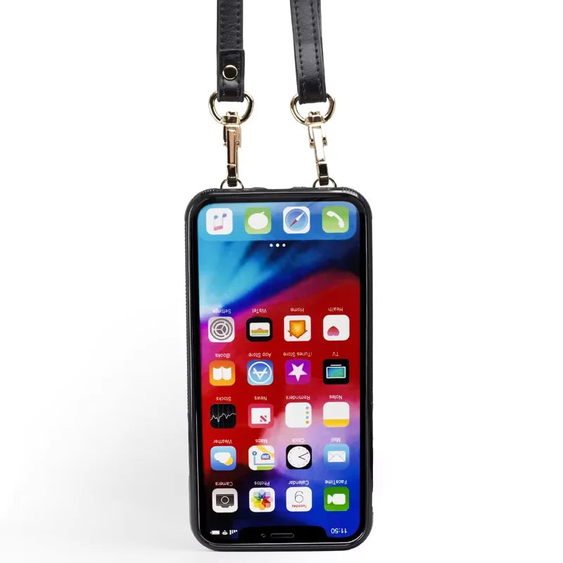 Genuine Leather Crossbody Wallet Phone Case for Customizable Device Models image 4