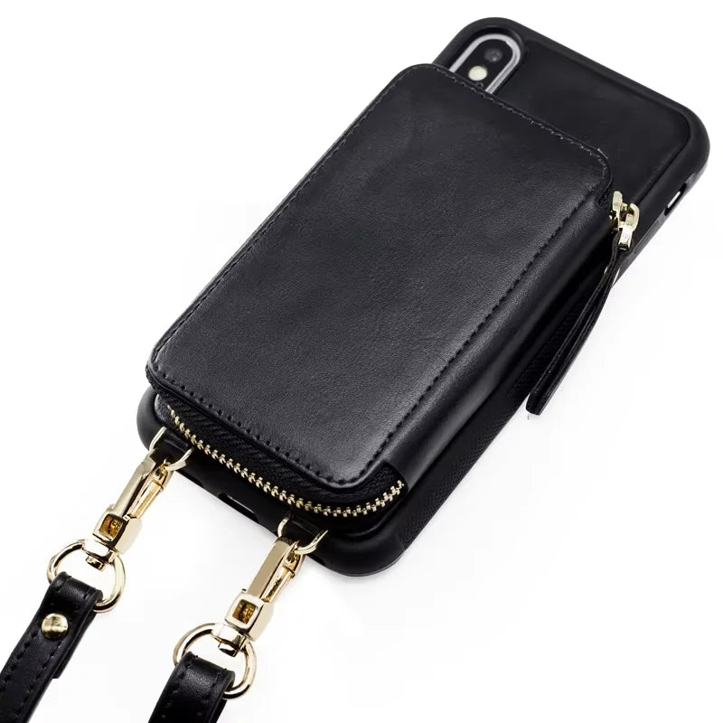 Genuine Leather Crossbody Wallet Phone Case for Customizable Device Models image 6