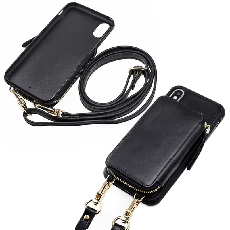 Genuine Leather Crossbody Wallet Phone Case for Customizable Device Models image 3