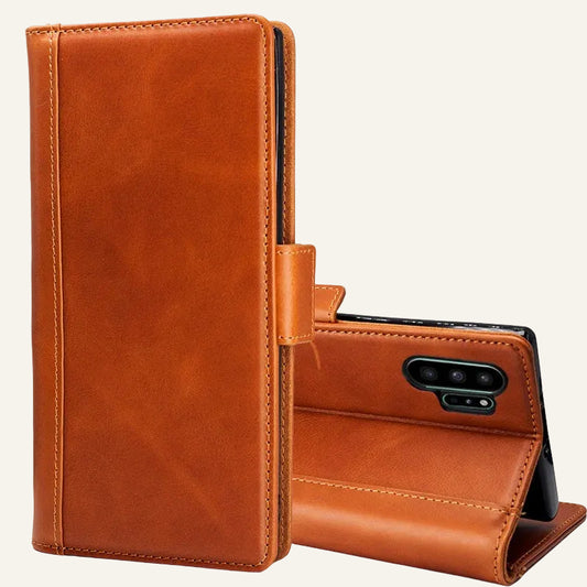 Genuine Leather Folio Shockproof Wallet Phone Case for Samsung Galaxy Note 10 Series - image 1