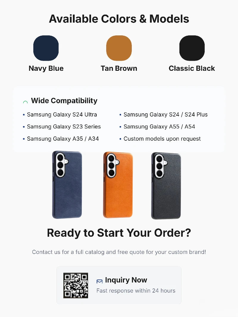 Top-Grain Leather Phone Case for Customizable Device Models image 5