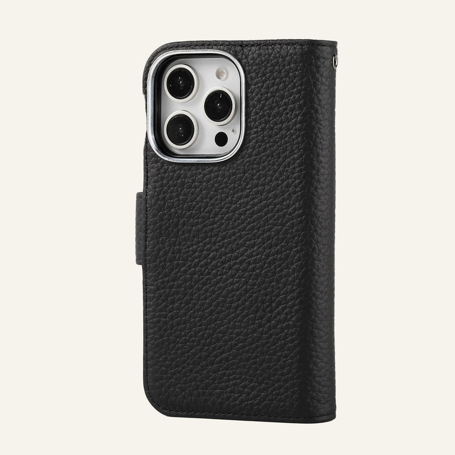 Cowhide Leather Folio Card Slots Wallet Phone Case for iPhone 16 Series - image 1