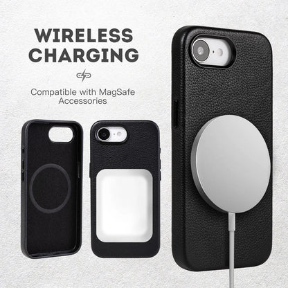 Genuine Leather Reinforced Corner Rugged Phone Case for iPhone 16 Series - image 3