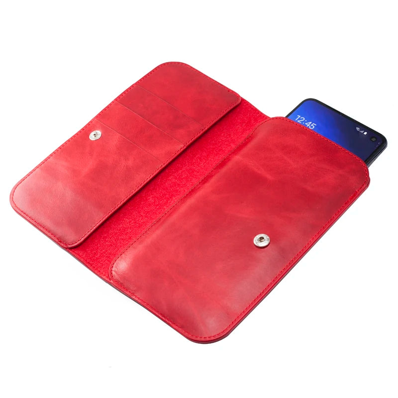 Natural Leather Slim Wallet Phone Case for Customizable Device Models image 1