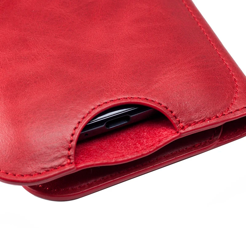 Natural Leather Slim Wallet Phone Case for Customizable Device Models image 5