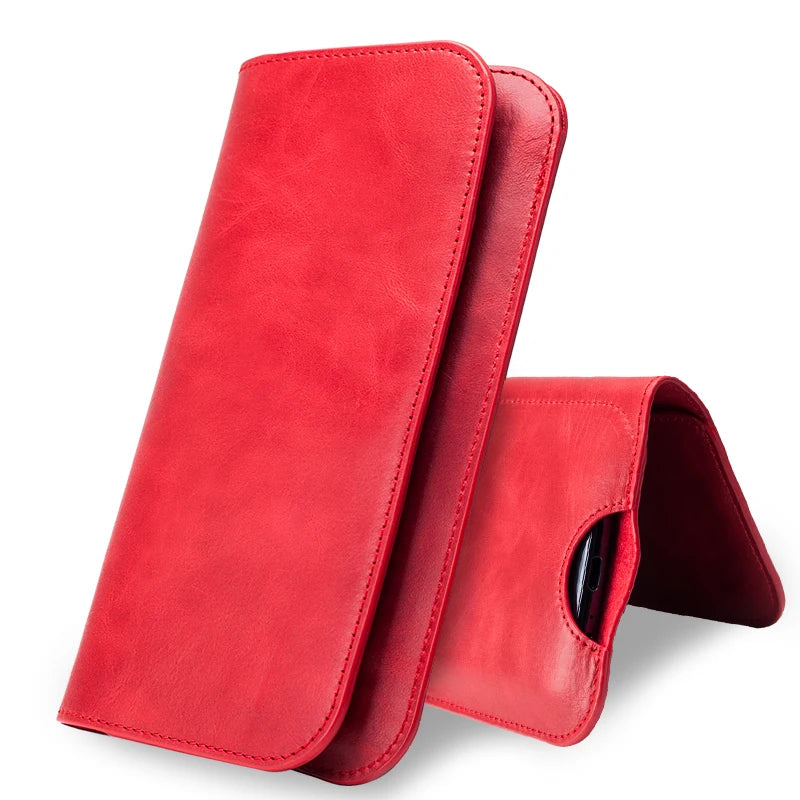 Natural Leather Slim Wallet Phone Case for Customizable Device Models image 6