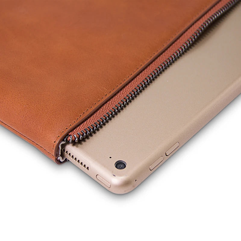 Genuine Leather Waterproof Zipper Tablet / iPad Case for Custom Tablet Models - image 6