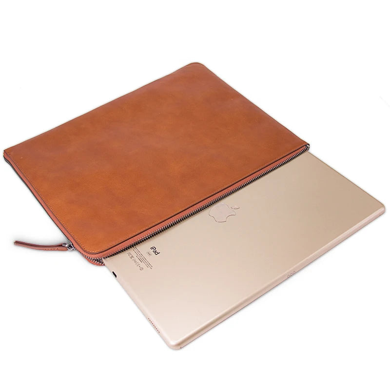 Genuine Leather Waterproof Zipper Tablet / iPad Case for Custom Tablet Models - image 1