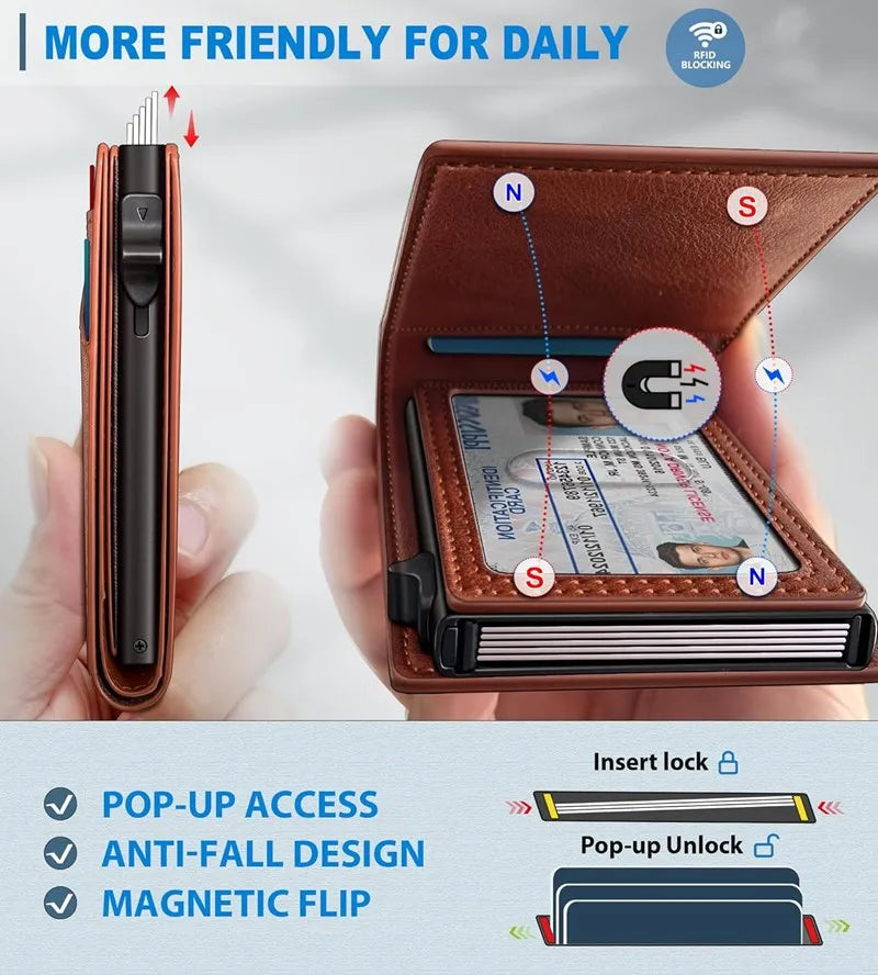 Genuine Leather Pop-Up Wallet (Wholesale/OEM Manufacturer)