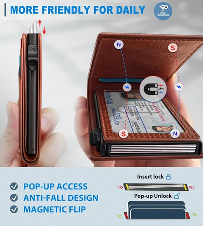 Genuine Leather Pop-Up Wallet (Wholesale/OEM Manufacturer)