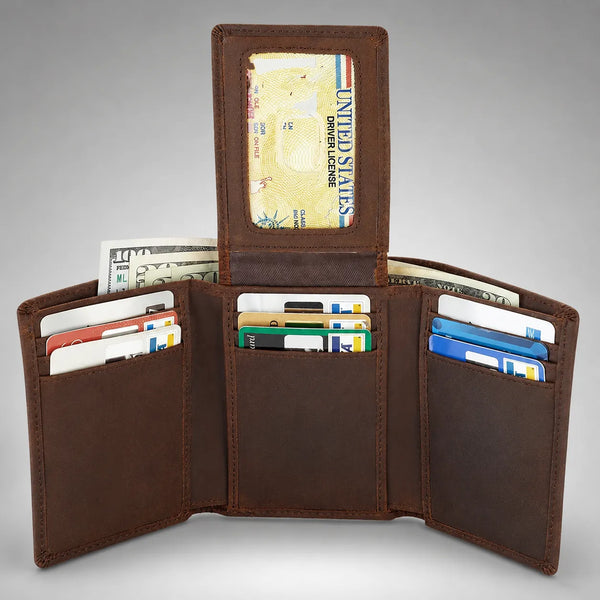 Genuine Leather Trifold RFID Blocking Wallet (Wholesale/OEM Manufacturer)