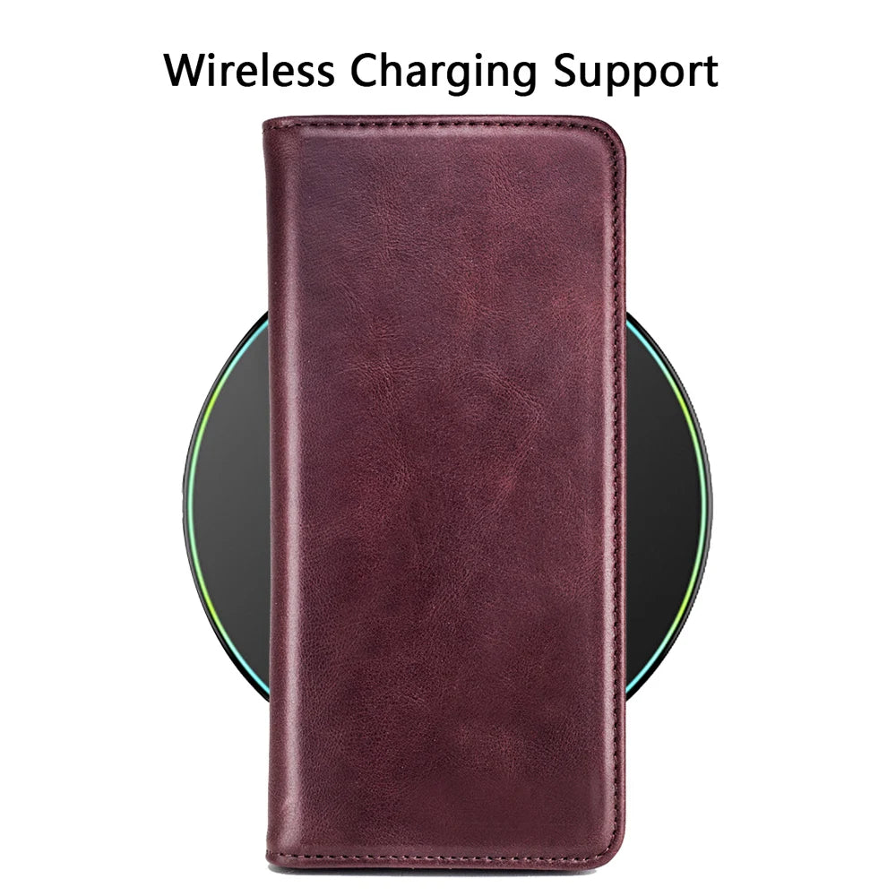 Cowhide Leather Folio Wallet Phone Case for Customizable Device Models image 4