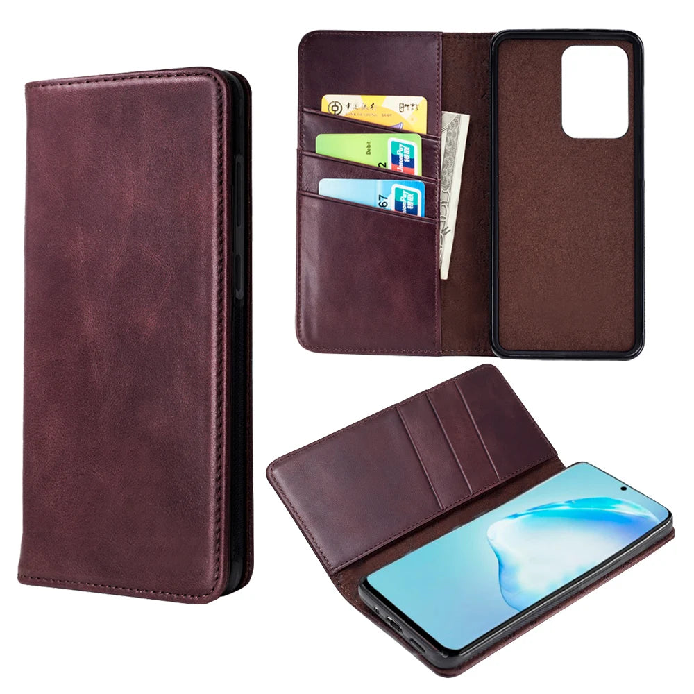Cowhide Leather Folio Wallet Phone Case for Customizable Device Models image 6