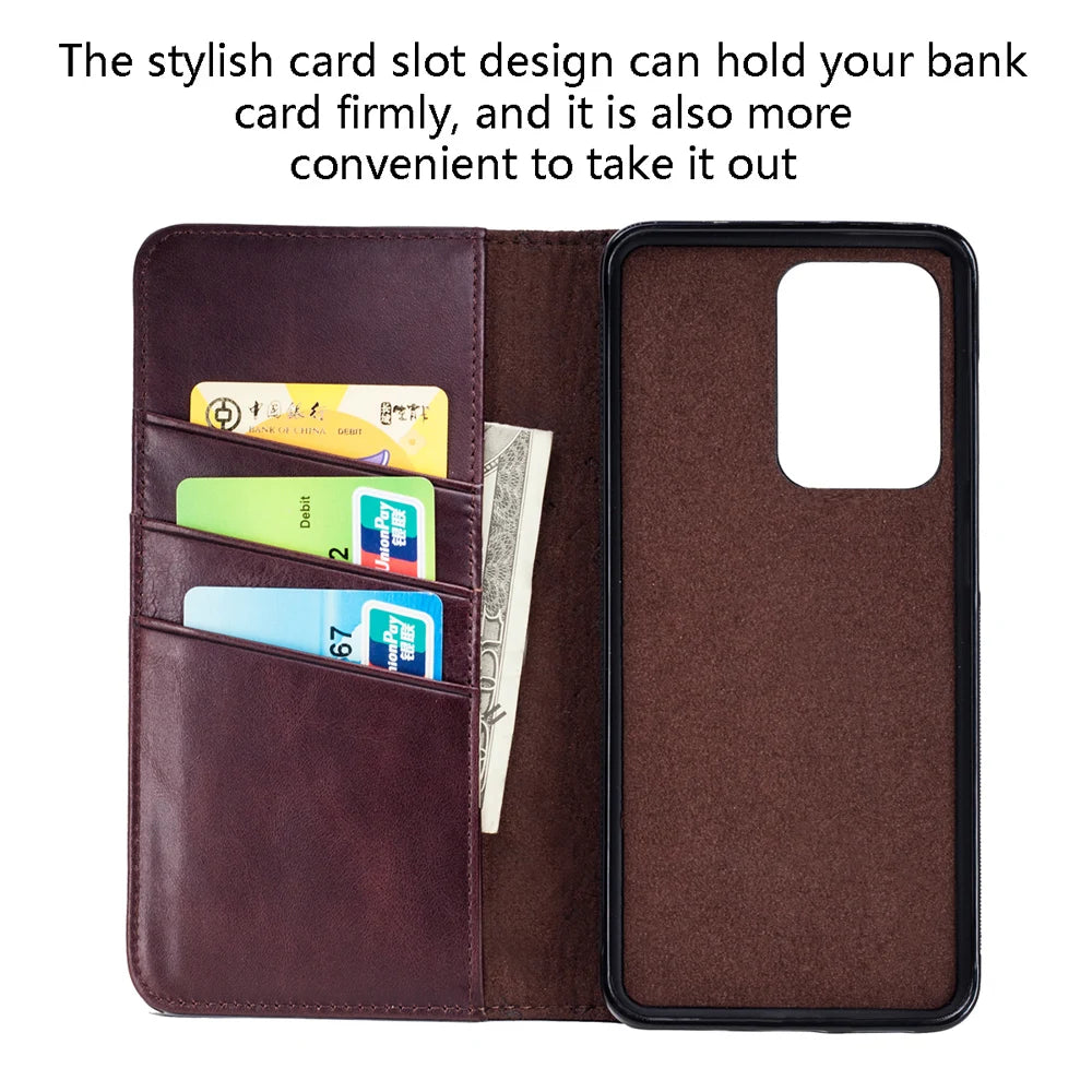 Cowhide Leather Folio Wallet Phone Case for Customizable Device Models image 5