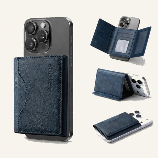 Genuine Leather MagSafe Three-Fold Magnetic Card Holder Wallet (Wholesale/OEM Manufacturer)