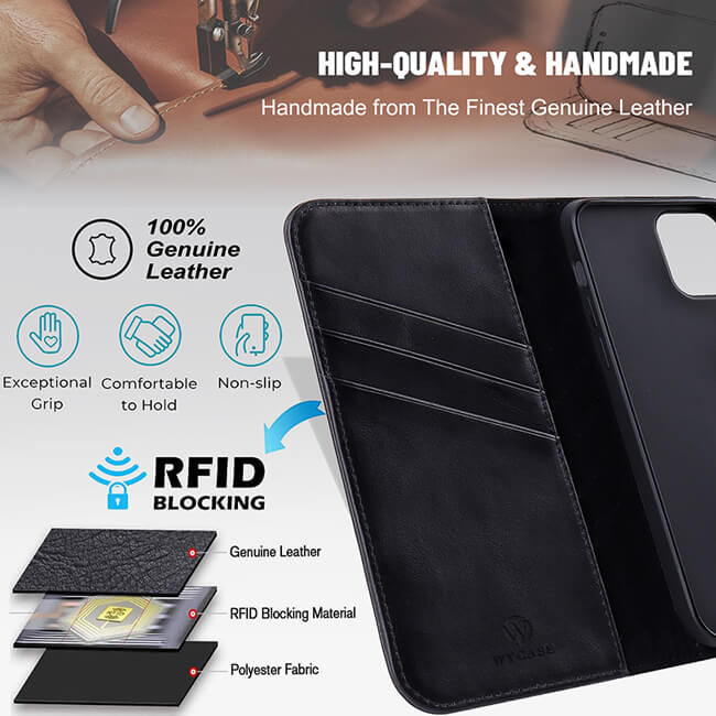 Aaronscase Genuine Black Leather iPhone 15 Case (Wholesale / Manufacturer)