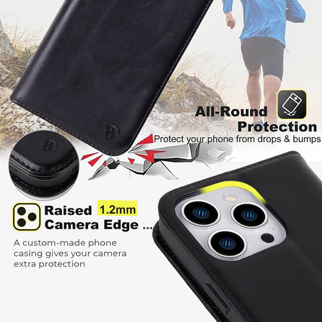Aaronscase Genuine Black Leather iPhone 15 Case (Wholesale / Manufacturer)