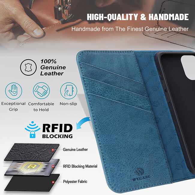 Aaronscase Custom Genuine Leather iPhone 16 Wallet Case (Wholesale/Manufacturer)