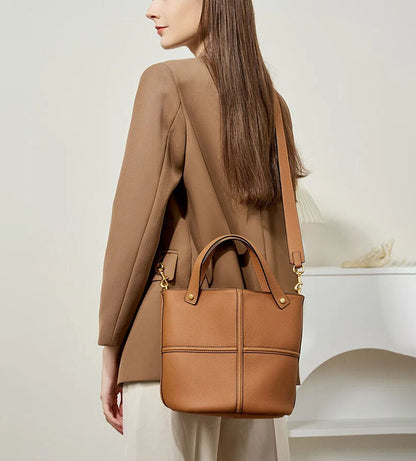 Boxy Genuine Leather Top Handle Crossbody Bag - image 2