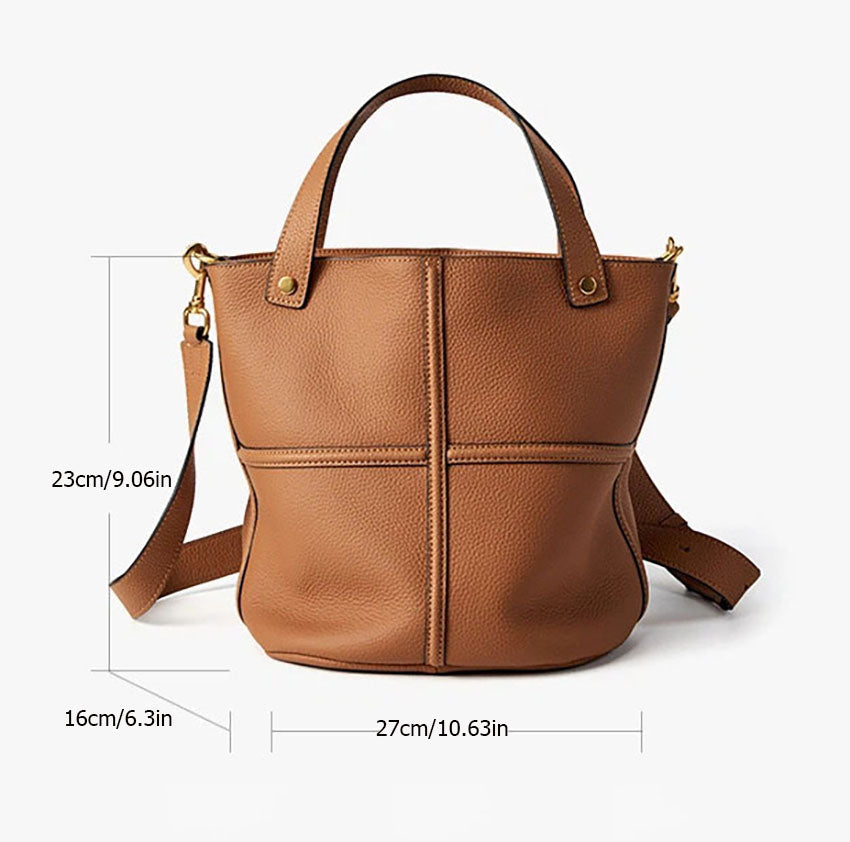 Boxy Genuine Leather Top Handle Crossbody Bag - image 4