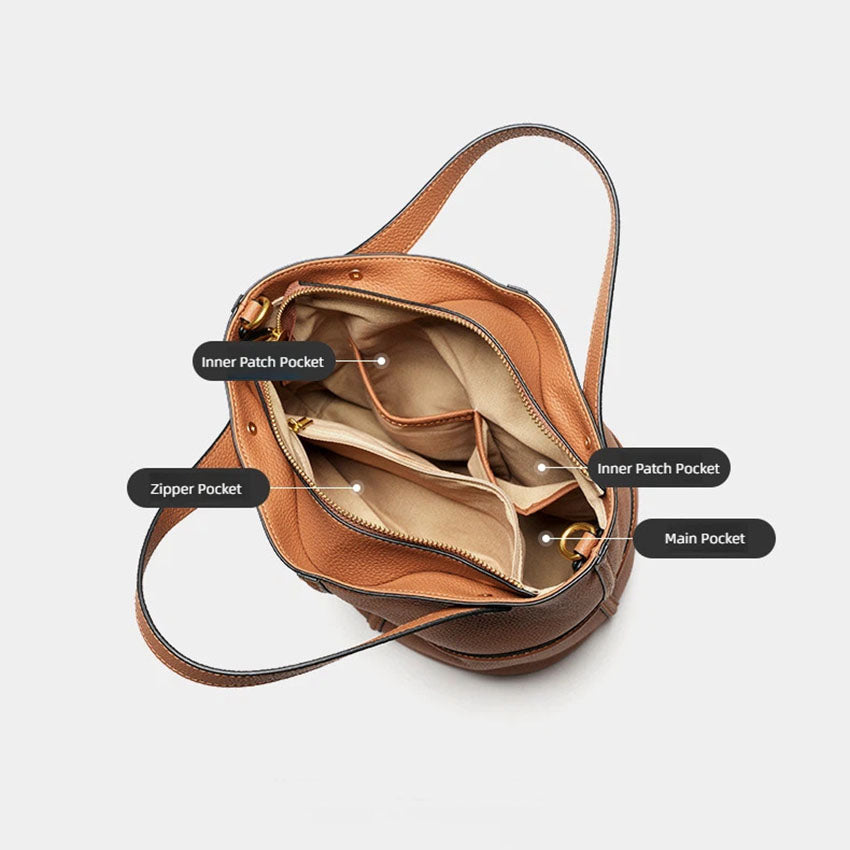 Boxy Genuine Leather Top Handle Crossbody Bag - image 5