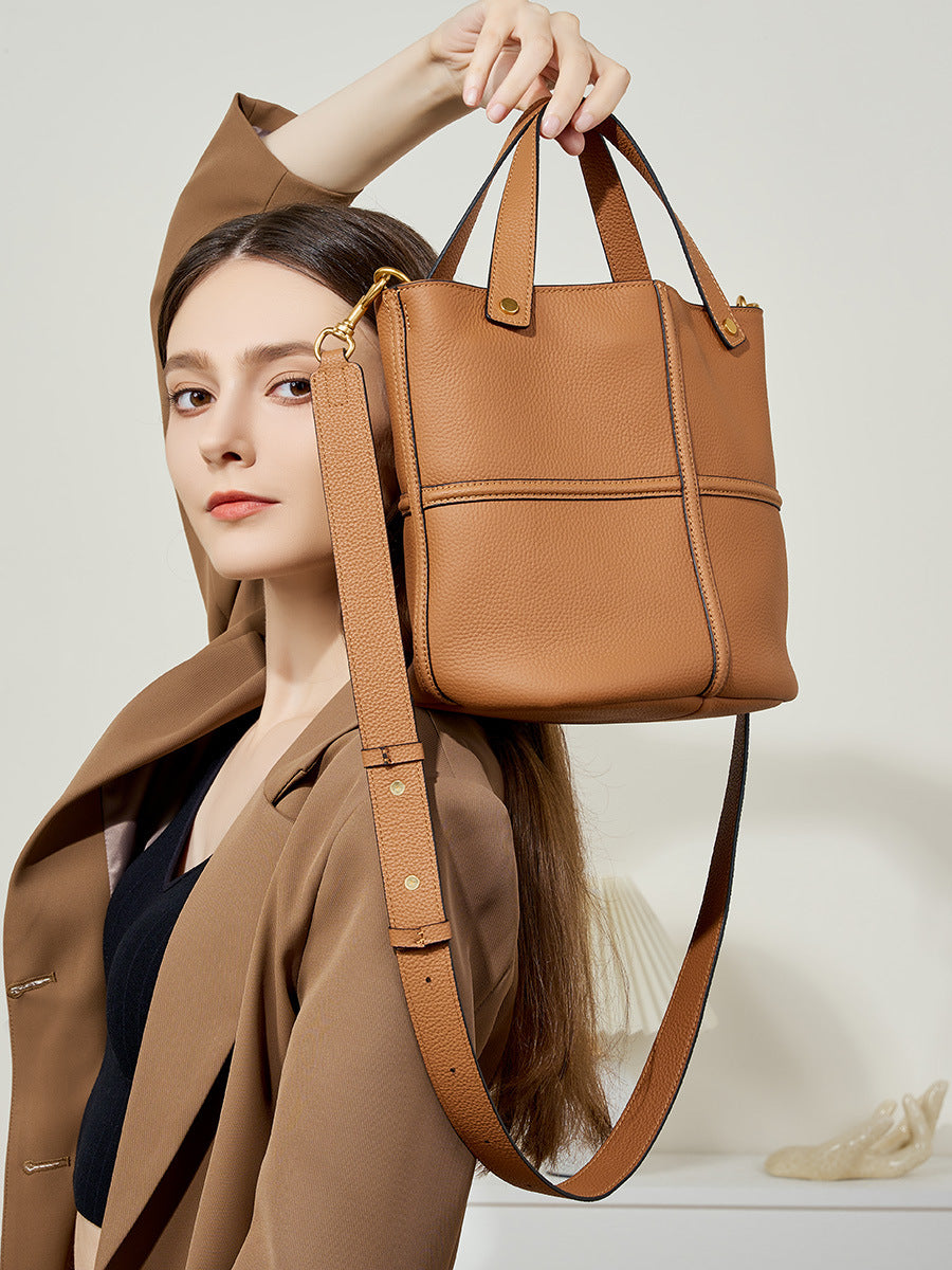 Boxy Genuine Leather Top Handle Crossbody Bag - image 6