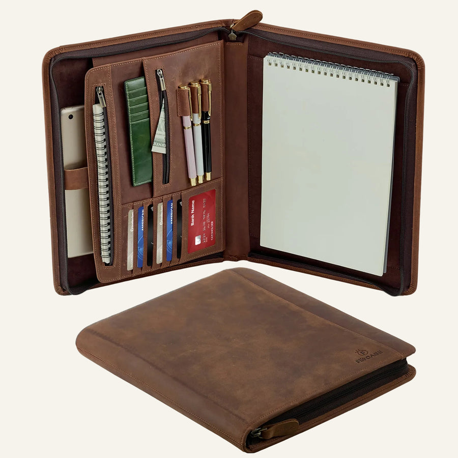Dossier folio en cuir personnalisé Crazy Horse pour marque privée (fabrication OEM et vente en gros)