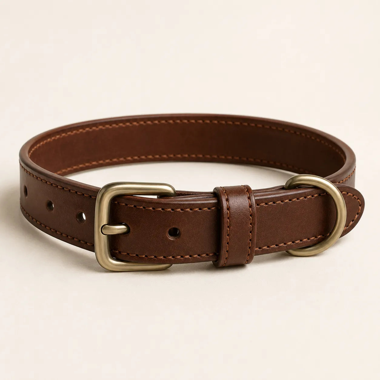 Classic brown leather dog collar concept sample for OEM ODM manufacturing
