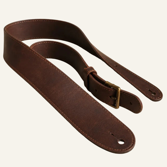 Classic brown leather guitar strap concept sample for OEM ODM manufacturing