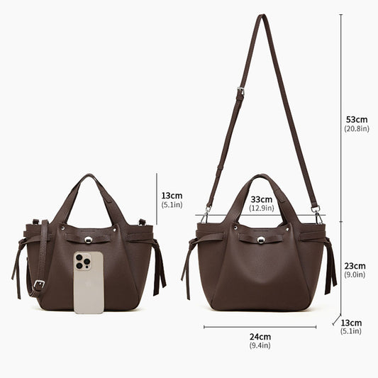 Convertible Genuine Leather Boston Tote Bag - image 1