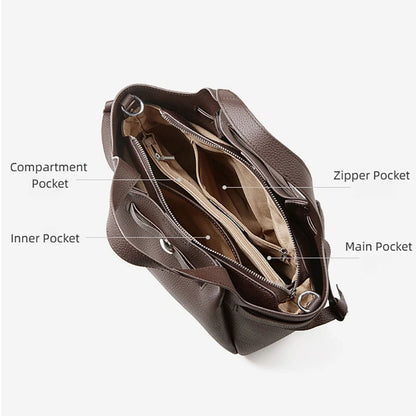 Convertible Genuine Leather Boston Tote Bag - image 2