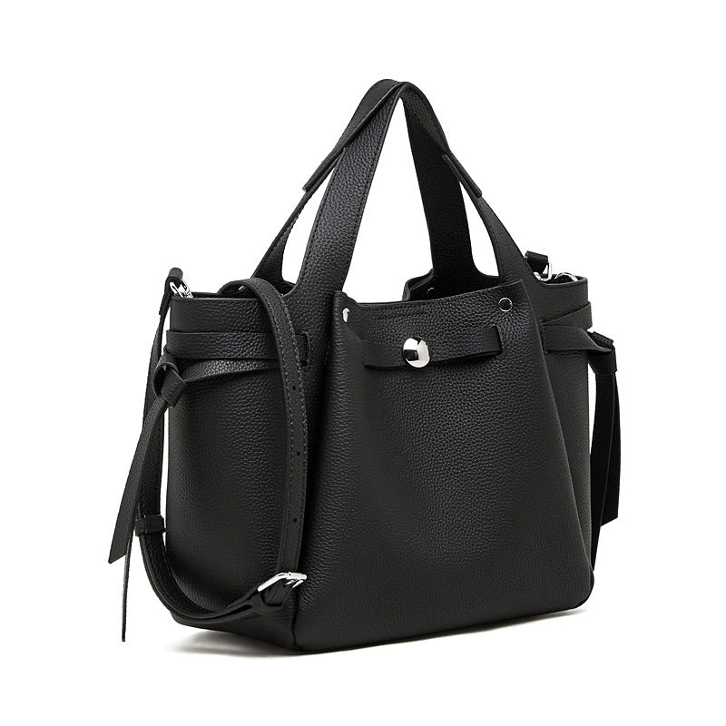 Convertible Genuine Leather Boston Tote Bag - image 7