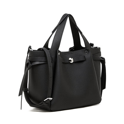 Convertible Genuine Leather Boston Tote Bag - image 7