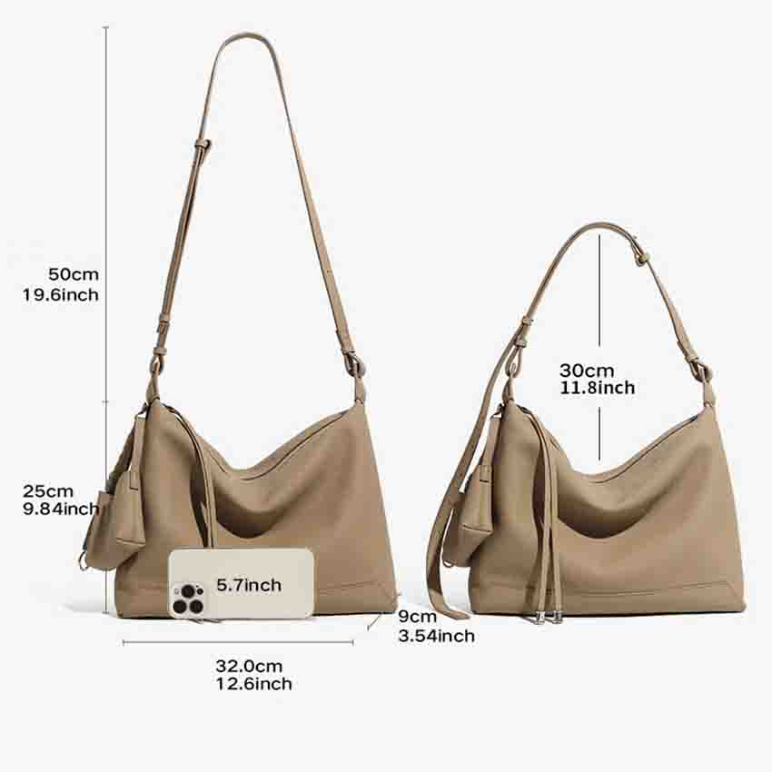 Convertible Genuine Leather Hobo Tote Bag - image 1