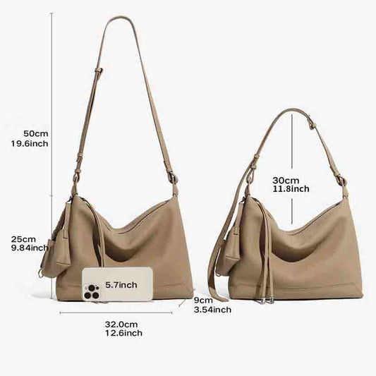 Convertible Genuine Leather Hobo Tote Bag - image 1