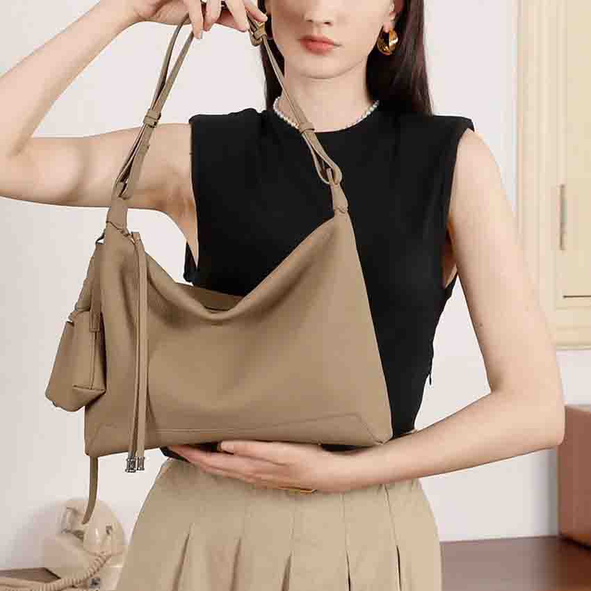 Convertible Genuine Leather Hobo Tote Bag - image 5