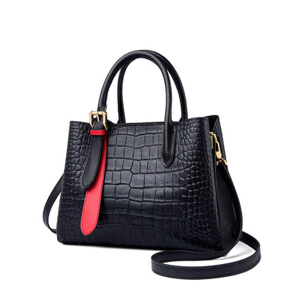 Crocodile-Embossed Genuine Leather Tote Bag - image 7