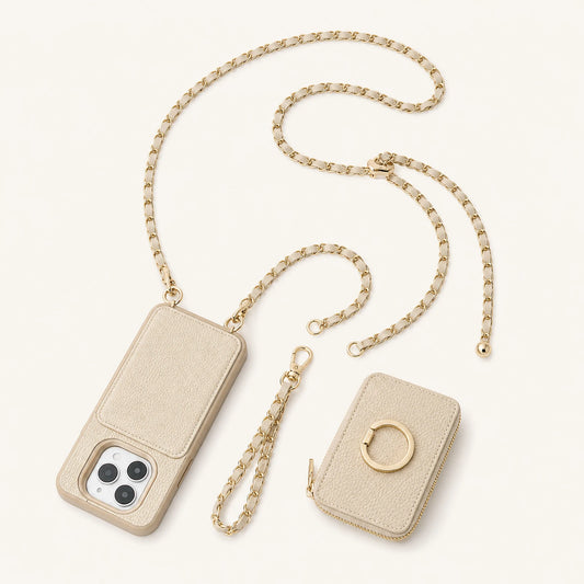 Custom Chain Strap Magnetic Wallet Phone Case front product view