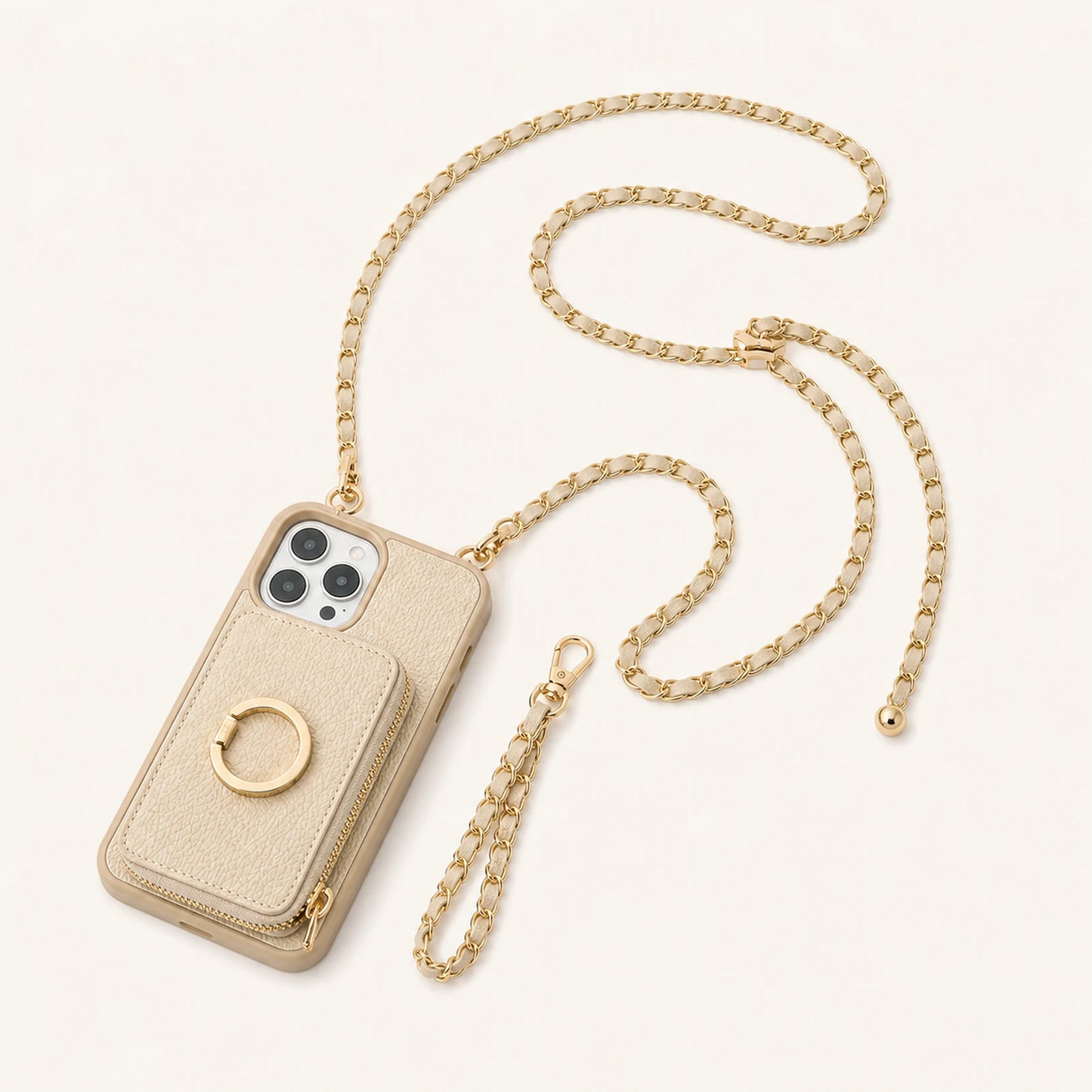 Custom Chain Strap Magnetic Wallet Phone Case structure and component view
