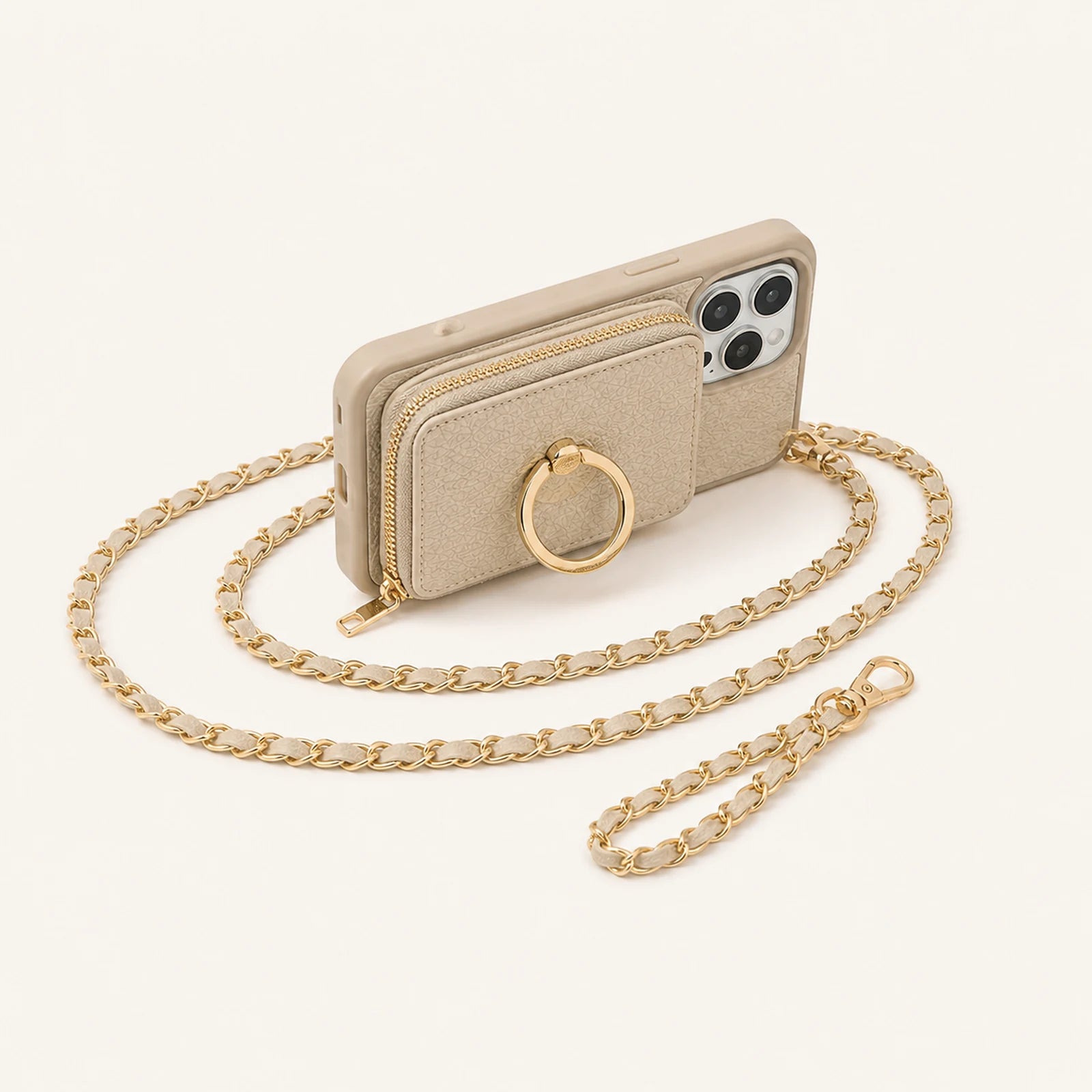 Custom Chain Strap Magnetic Wallet Phone Case side and back construction view